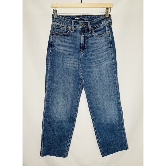 Old Navy O.G. Loose High Rise Raw Hem Blue Jean Women's SIZE 0 - Picture 1 of 8